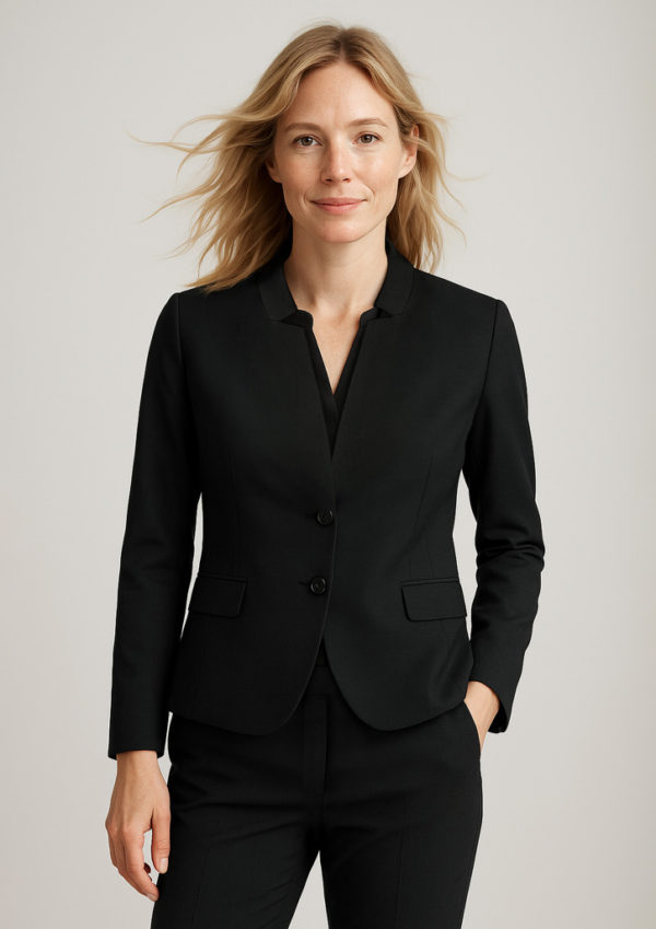 Womens Short Jacket with Reverse Lapel (64013) - Image 2
