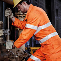 Construction worker wearing safety work gear