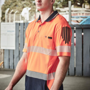 Mens Hi Vis Flux Segmented Tape Short Sleeve Polo (ZH555)